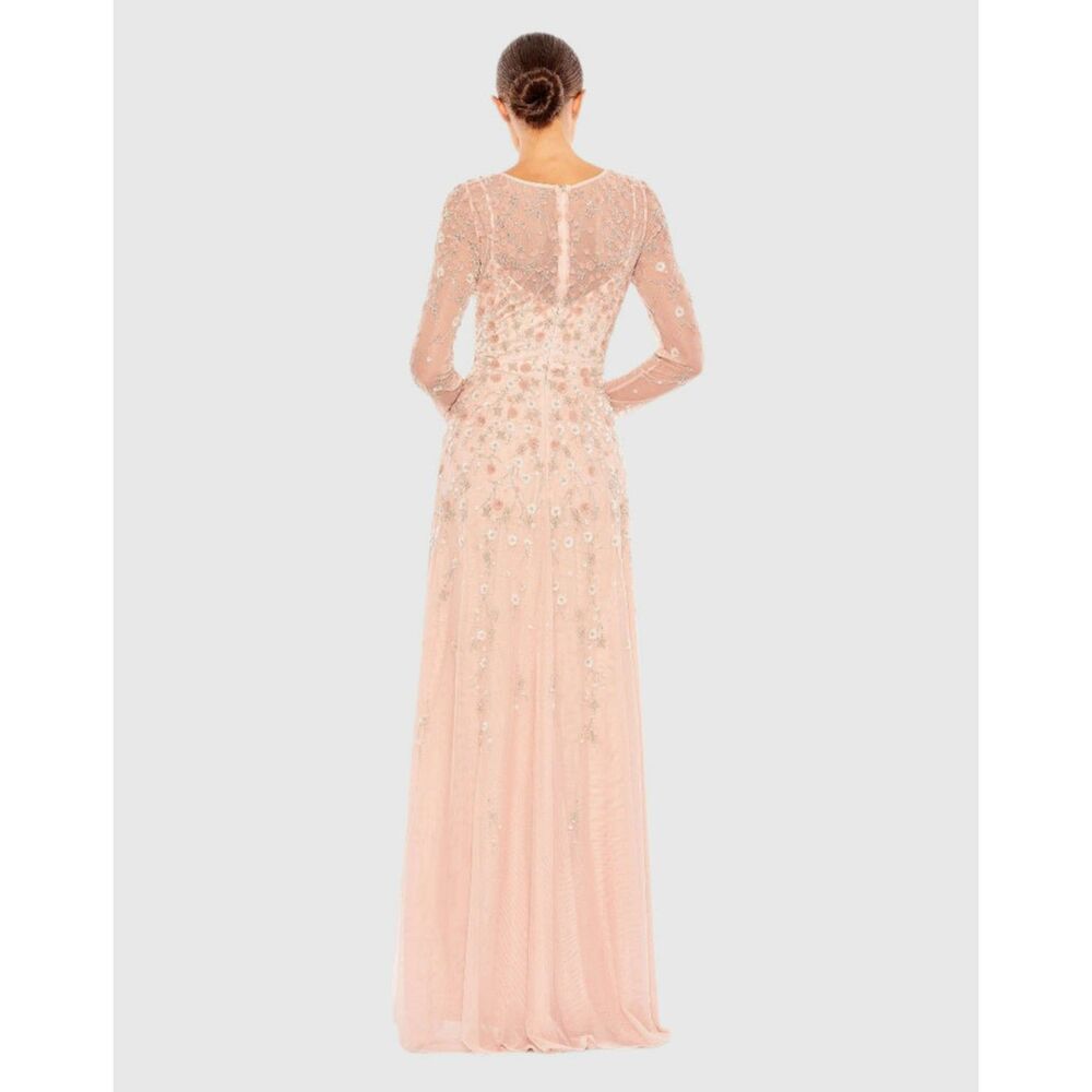 Mac Duggal Embellished Wrap Over Illusion A Line Gown 10 Maxi Dress 9131 New - Picture 8 of 8